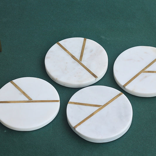 White Marble Inlay Coaster