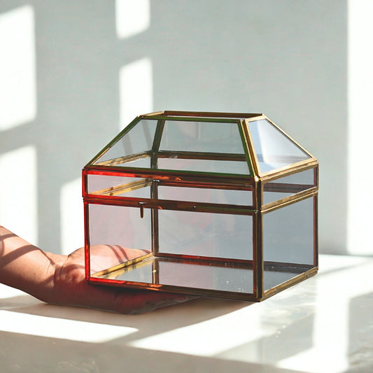 Tissue Box - Brass and Glass