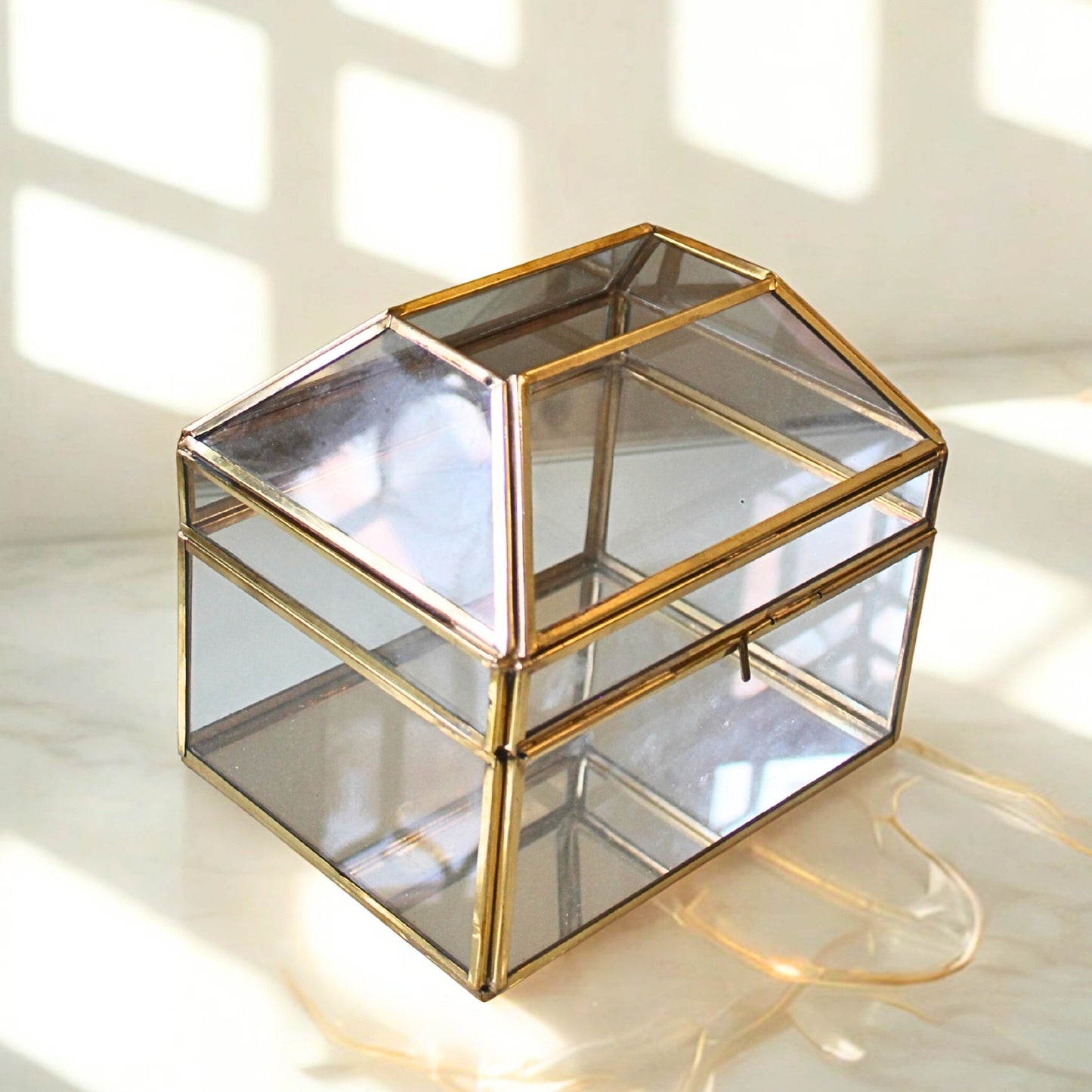 Tissue Box - Brass and Glass