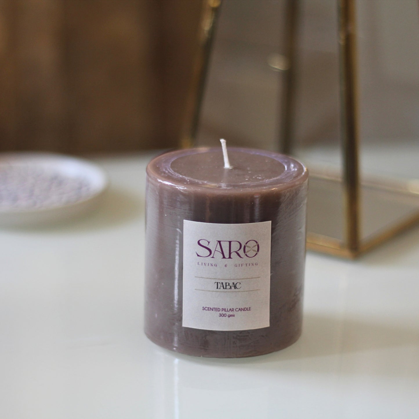 Tabac Pillar Candle - Dark Brown