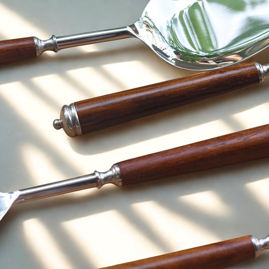 Wood & Steel Serving spoons (set of 6)