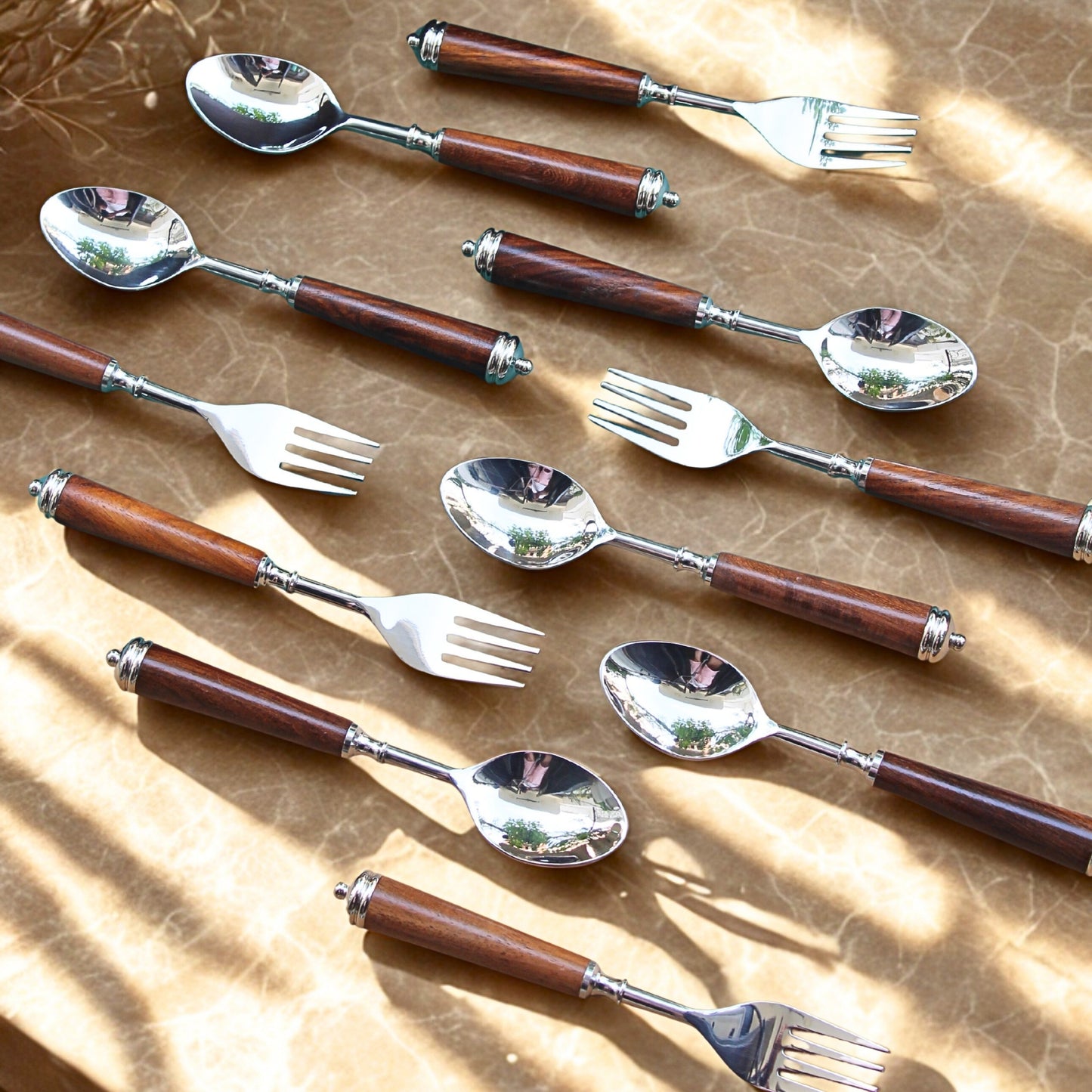 Wood and Steel Cutlery Set