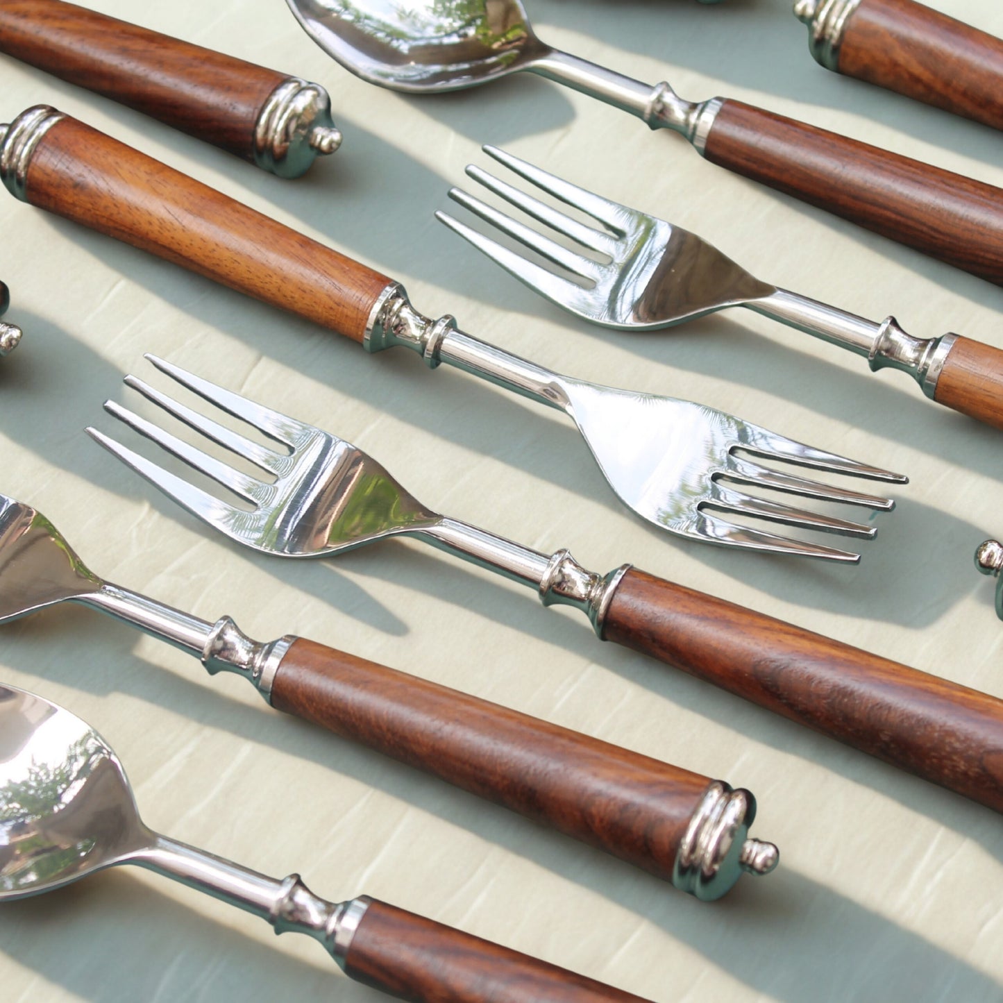 Wood and Steel Cutlery Set