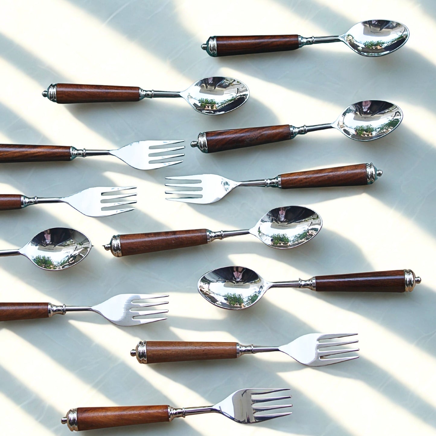Wood and Steel Cutlery Set