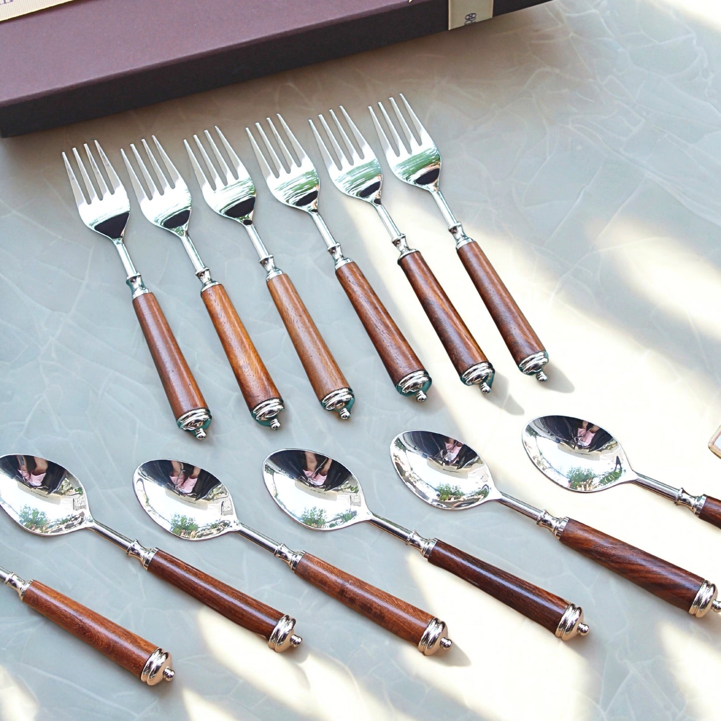 Wood and Steel Cutlery Set
