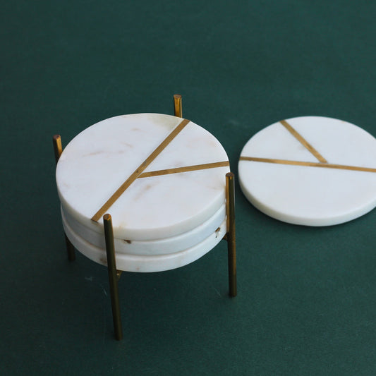 White Marble Inlay Coaster