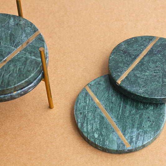 Green Marble Inlay Coaster