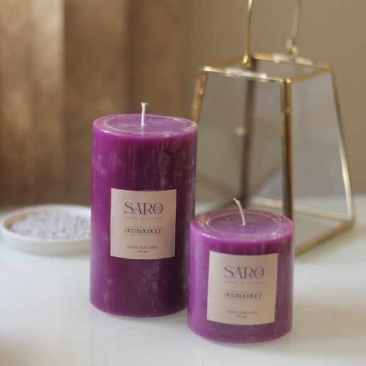Oud Bouqet Pillar Candle - Purple