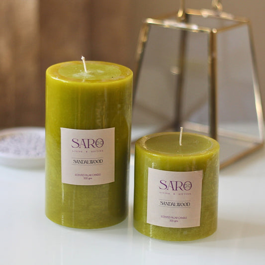 Sandalwood Pillar Candle - Green