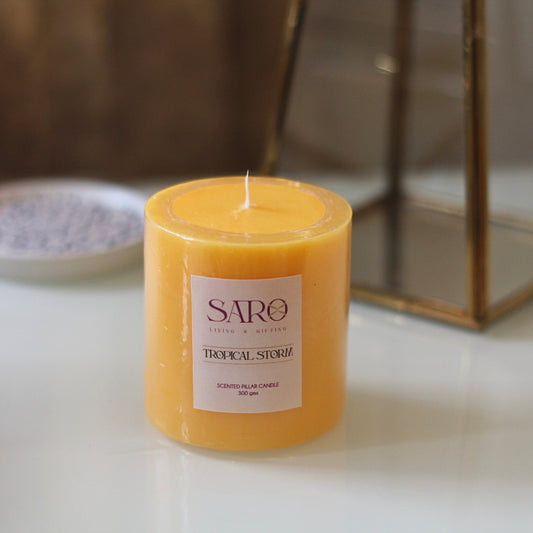 Tropical storm Pillar Candle - Yellow