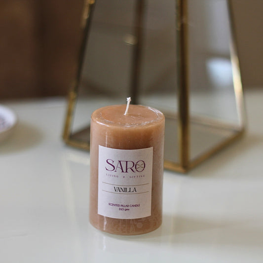 Vanilla Pillar Candle - Light Brown