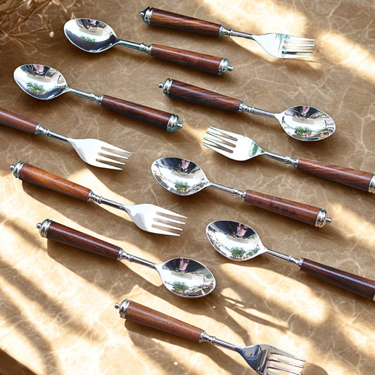 Wood and Steel Cutlery Set