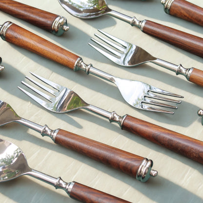 Wood and Steel Cutlery Set