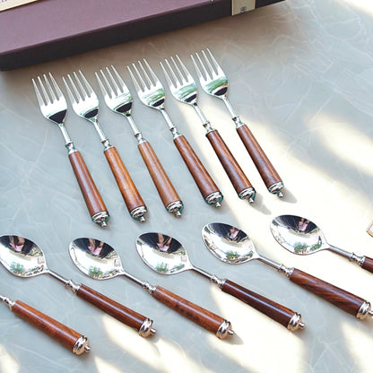 Wood and Steel Cutlery Set